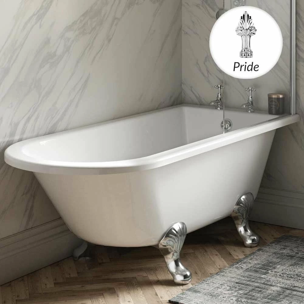 Hudson Reed Winterburn 1500mm Freestanding Shower Bath & Pride Leg Set 3 Hudson Reed Winterburn 1500mm Freestanding Shower Bath & Pride Leg Set