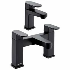 Methven Amio Matte Black Basin Mixer & Basin Taps Pack Set