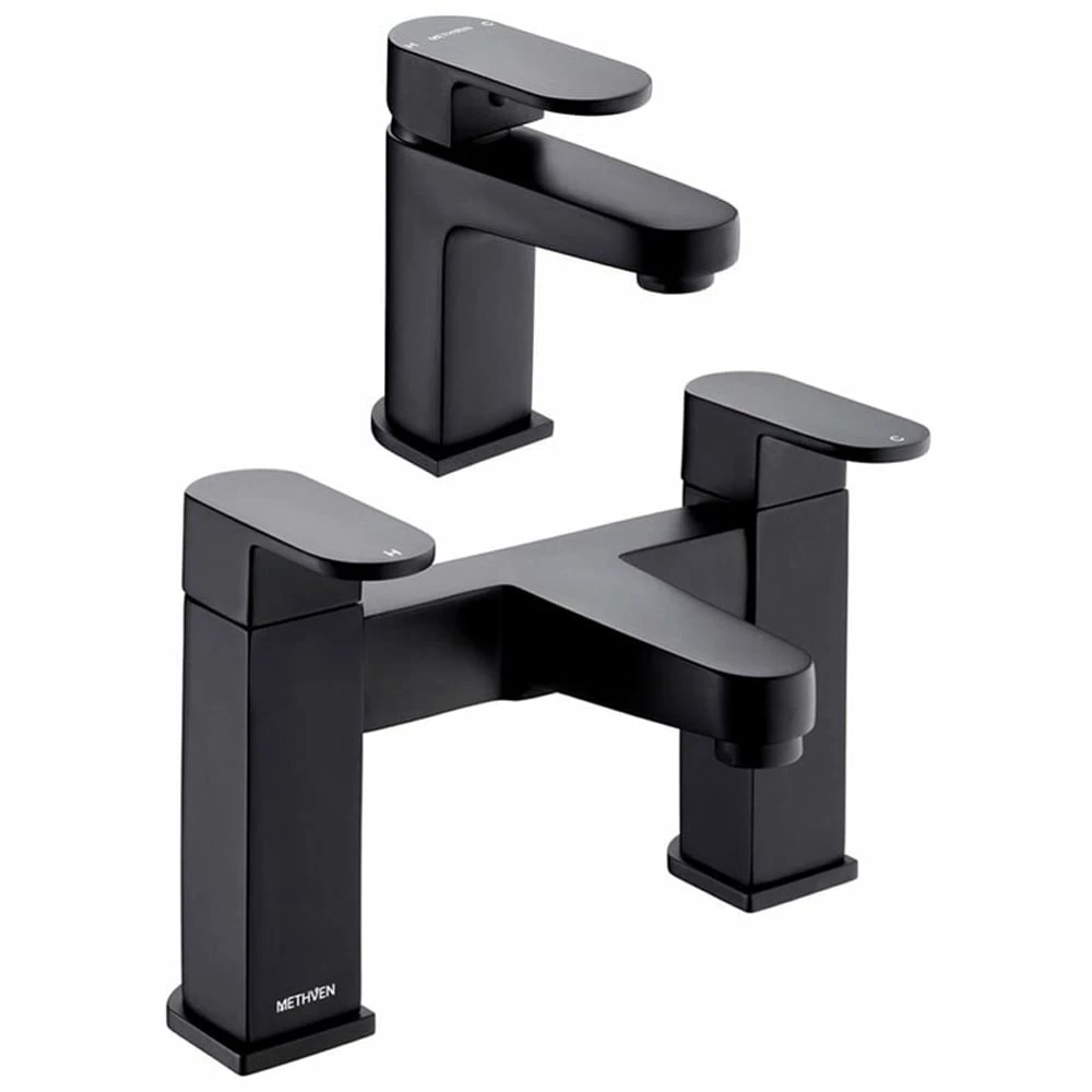 Methven Amio Matte Black Basin Mixer & Basin Taps Pack Set 3 Methven Amio Matte Black Basin Mixer & Basin Taps Pack Set