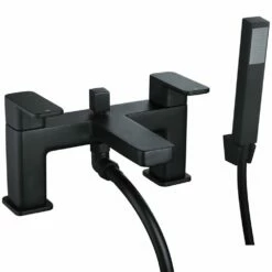Niagara Hadley Matt Black Modern Deck Mounted Bath Shower Mixer Tap 9138BL