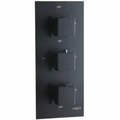 Niagara Observa Matt Black Modern Wall Mounted Concealed Triple Shower Valve 9311BL
