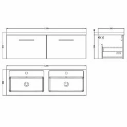 Nuie Arno Anthracite 1200 Wall Hung 2-Drawer Vanity Unit & Double Basin -TAPS UK Sales nuie arno anthracite 1200 wall hung 2 drawer vanity unit double basin p57547 265910 image