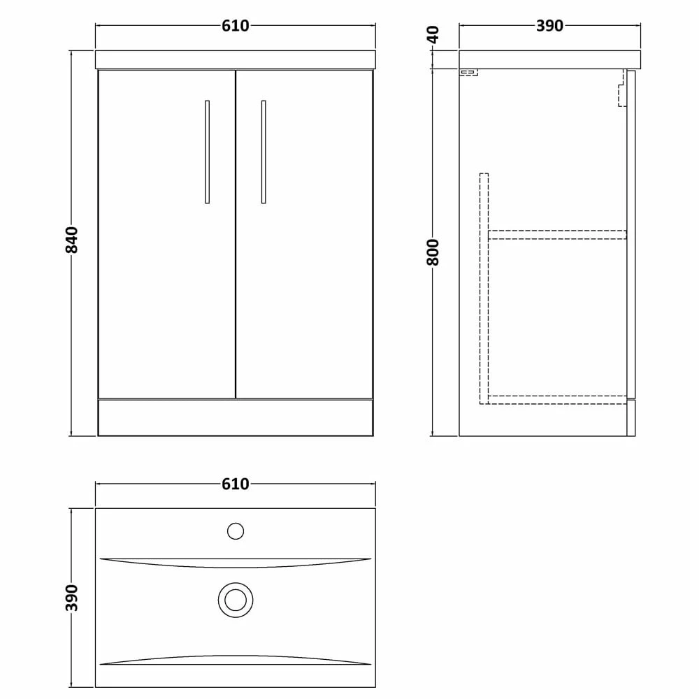 Nuie Arno Anthracite 600mm Floor Stading 2-Door Vanity Unit & Basin 1 6 Nuie Arno Anthracite 600mm Floor Stading 2-Door Vanity Unit & Basin 1 - Image 4
