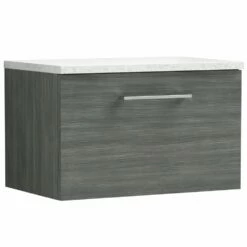 Nuie Arno Anthracite 600mm Wall Hung 1-Drawer Vanity & Laminate Top