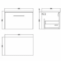 Nuie Arno Anthracite 600mm Wall Hung 1-Drawer Vanity & Laminate Top -TAPS UK Sales nuie arno anthracite 600mm wall hung 1 drawer vanity laminate top p57653 259284 image