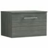 Nuie Arno Anthracite 600mm Wall Hung 1-Drawer Vanity & Worktop