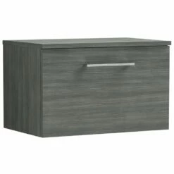 Nuie Arno Anthracite 600mm Wall Hung 1-Drawer Vanity & Worktop