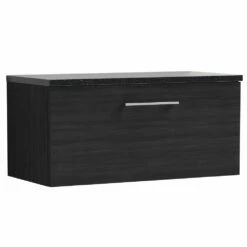 Nuie Arno Charcoal Black 800mm Wall Hung 1-Drawer Vanity & Laminate Top