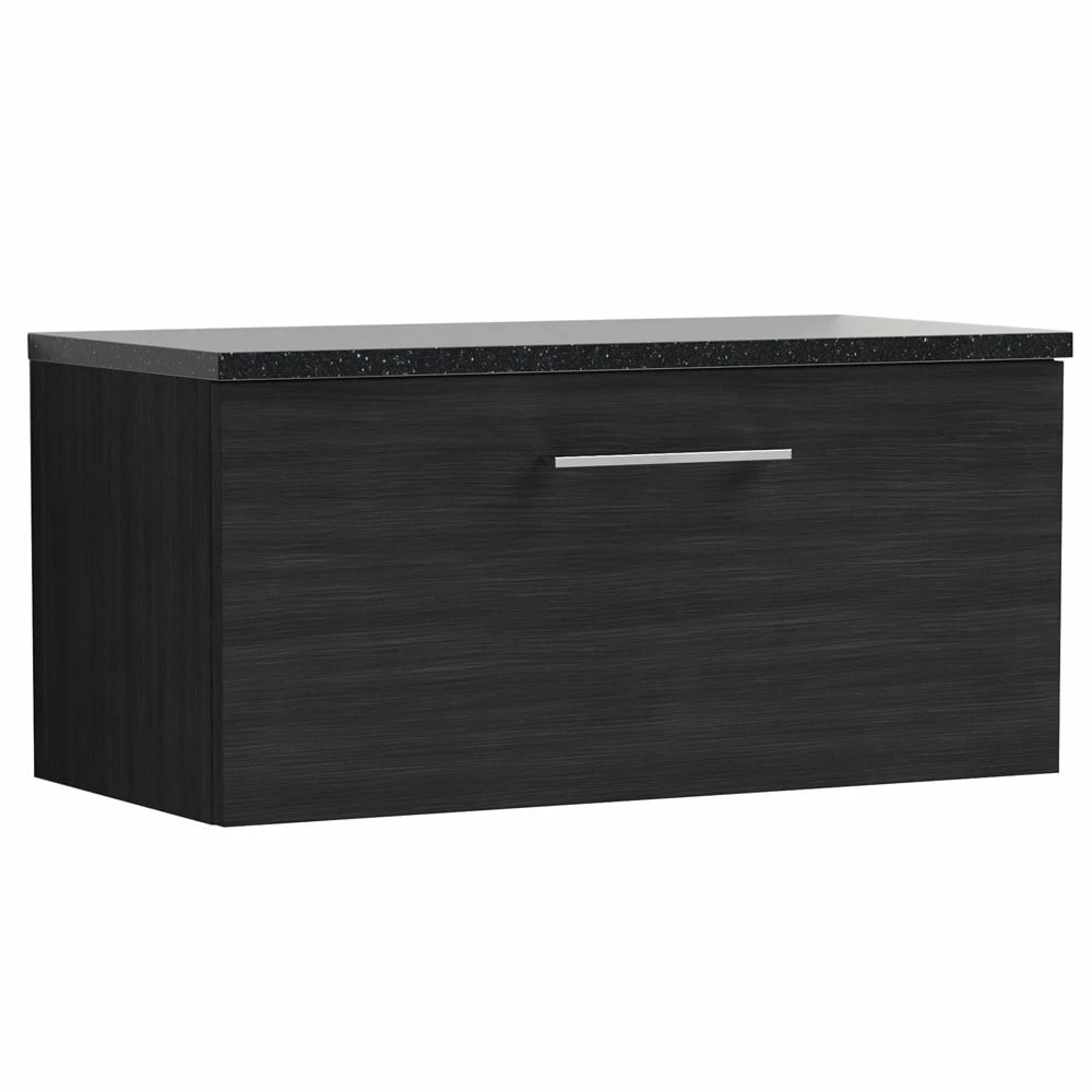 Nuie Arno Charcoal Black 800mm Wall Hung 1-Drawer Vanity & Laminate Top 3 Nuie Arno Charcoal Black 800mm Wall Hung 1-Drawer Vanity & Laminate Top