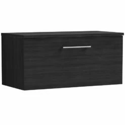 Nuie Arno Charcoal Black 800mm Wall Hung 1-Drawer Vanity & Worktop
