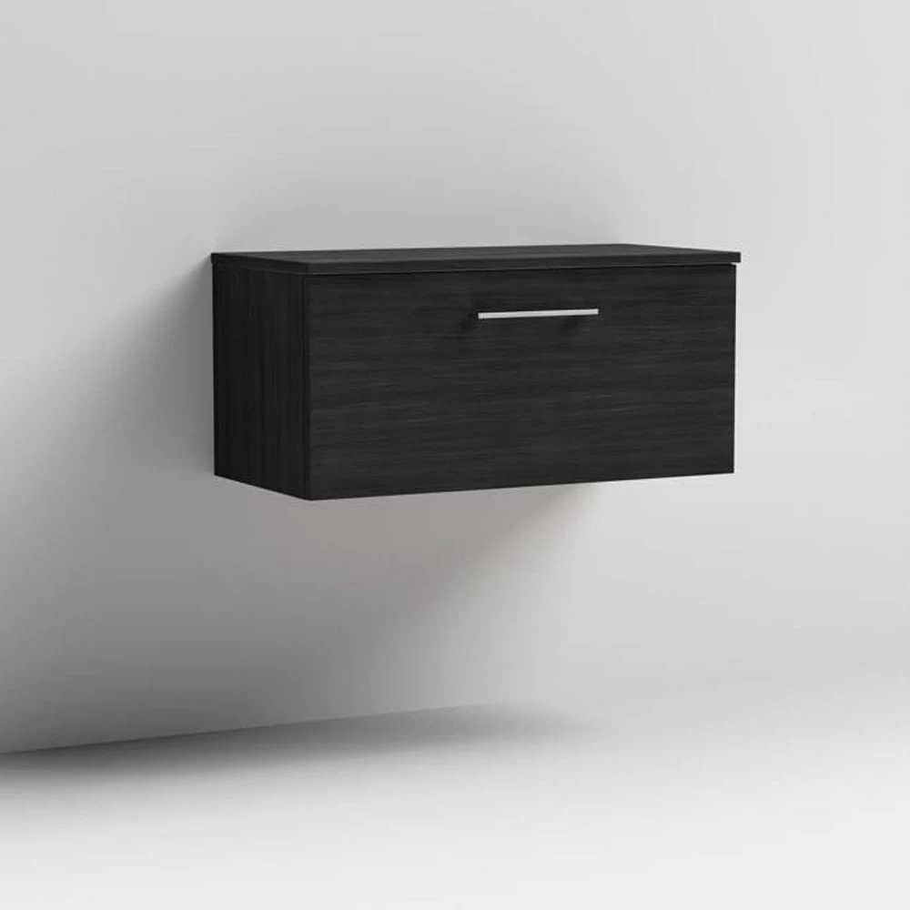 Nuie Arno Charcoal Black 800mm Wall Hung 1-Drawer Vanity & Worktop 4 Nuie Arno Charcoal Black 800mm Wall Hung 1-Drawer Vanity & Worktop - Image 2