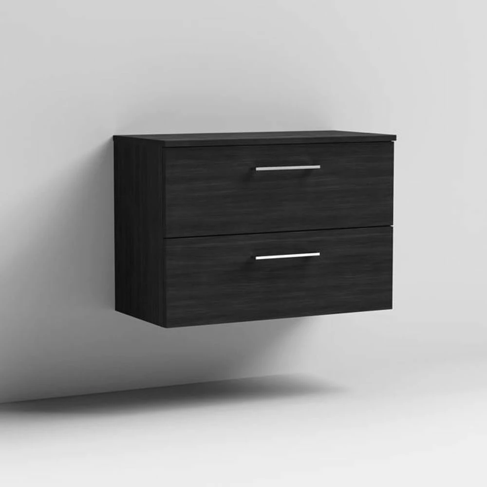Nuie Arno Charcoal Black 800mm Wall Hung 2-Drawer Vanity Unit & Worktop 5 Nuie Arno Charcoal Black 800mm Wall Hung 2-Drawer Vanity Unit & Worktop - Image 3