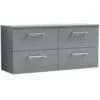 Nuie Arno Cloud Grey 1200 Wall Hung 4-Drawer Vanity Unit & Worktop -TAPS UK Sales nuie arno cloud grey 1200 wall hung 4 drawer vanity unit worktop p62709 271157 image