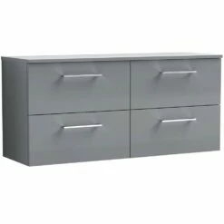 Nuie Arno Cloud Grey 1200 Wall Hung 4-Drawer Vanity Unit & Worktop
