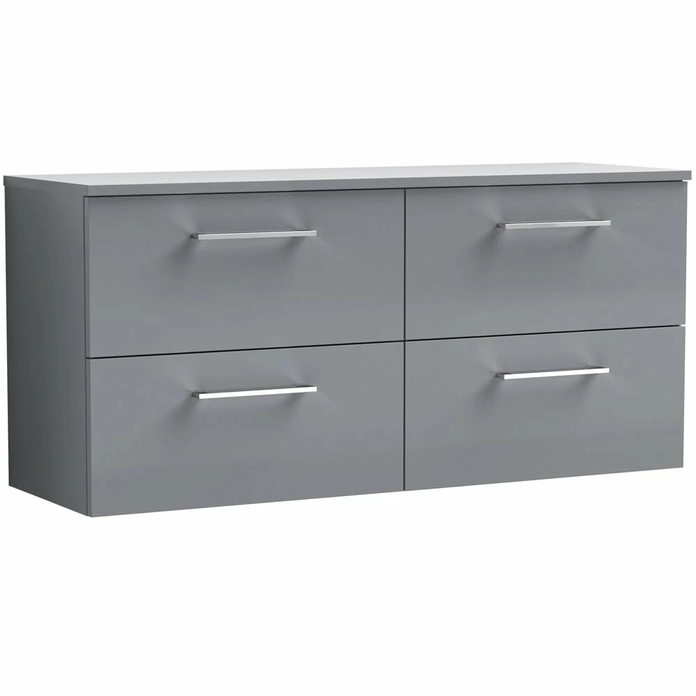 Nuie Arno Cloud Grey 1200 Wall Hung 4-Drawer Vanity Unit & Worktop 3 Nuie Arno Cloud Grey 1200 Wall Hung 4-Drawer Vanity Unit & Worktop