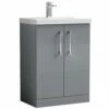 Nuie Arno Cloud Grey 600mm Floor Stading 2-Door Vanity Unit & Basin 1 -TAPS UK Sales nuie arno cloud grey 600mm floor stading 2 door vanity unit basin 1 p61743 268050 image
