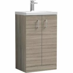Nuie Arno Driftwood 500mm Floor Standing Vanity Unit & Polymarble Basin PAL001