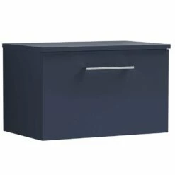 Nuie Arno Electric Blue 600mm Wall Hung 1-Drawer Vanity & Worktop