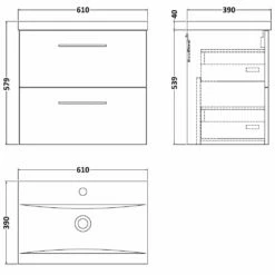 Nuie Arno Electric Blue 600mm Wall Hung 2-Drawer Vanity Unit & Basin 1 -TAPS UK Sales nuie arno electric blue 600mm wall hung 2 drawer vanity unit basin 1 p61844 268471 image