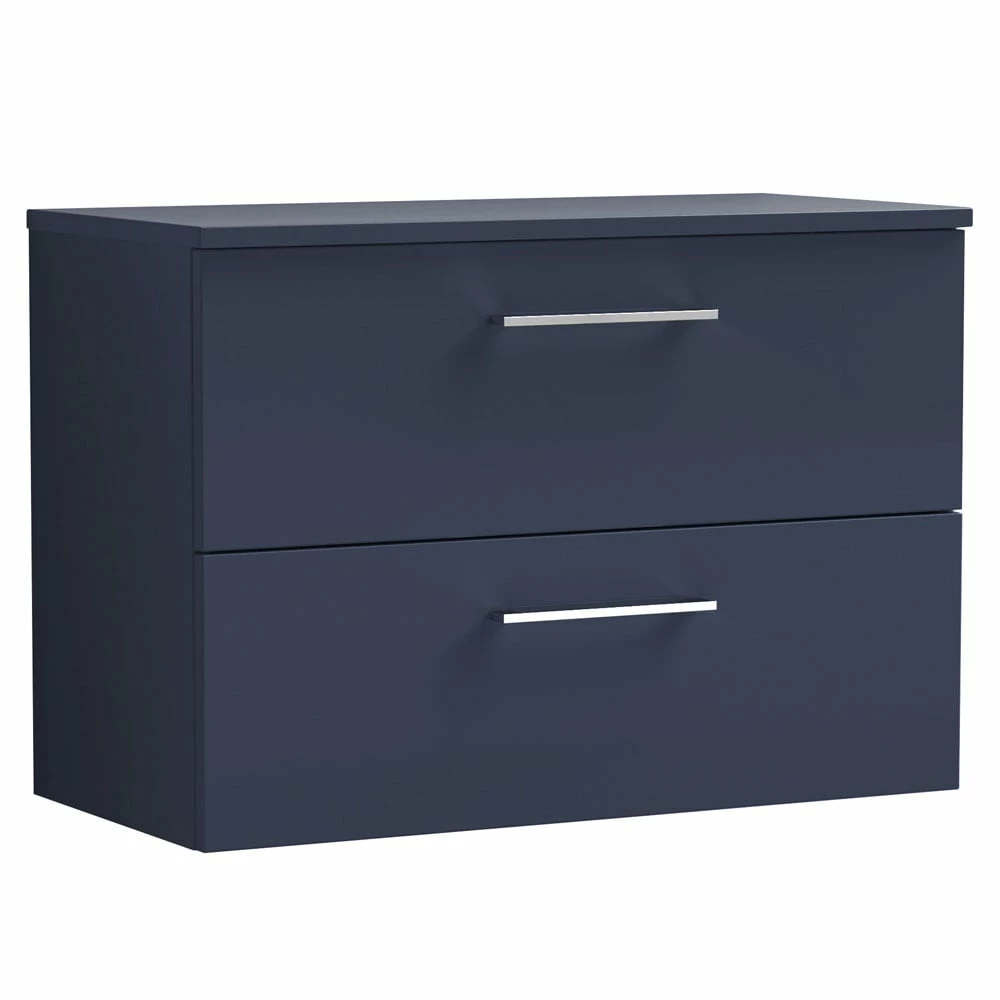 Nuie Arno Electric Blue 800mm Wall Hung 2-Drawer Vanity Unit & Worktop 3 Nuie Arno Electric Blue 800mm Wall Hung 2-Drawer Vanity Unit & Worktop