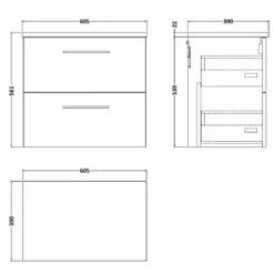 Nuie Arno Gloss White 600 Wall Hung 2-Drawer Vanity Unit & Laminate Top -TAPS UK Sales nuie arno gloss white 600 wall hung 2 drawer vanity unit laminate top p56948 259436 image