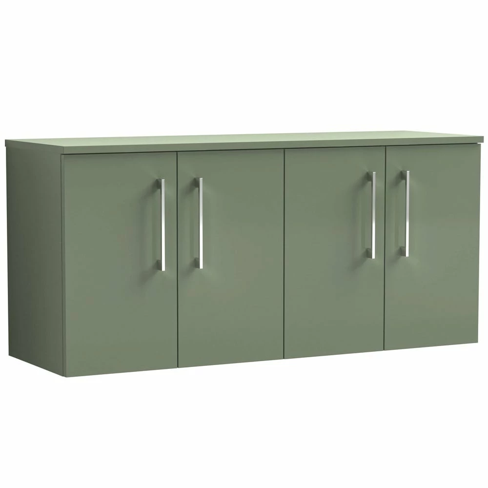 Nuie Arno Satin Green 1200 Wall Hung 4-Door Vanity Unit & Worktop 3 Nuie Arno Satin Green 1200 Wall Hung 4-Door Vanity Unit & Worktop
