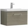 Nuie Arno Solace Oak 600mm Wall Hung 1-Drawer Vanity & Basin 1