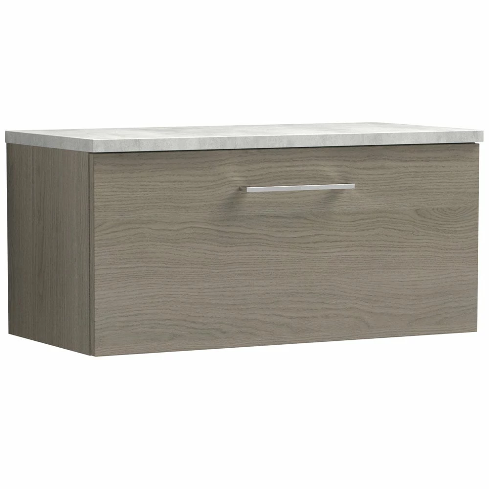 Nuie Arno Solace Oak 800 Wall Hung Single Drawer Vanity Unit & Laminate Top 3 Nuie Arno Solace Oak 800 Wall Hung Single Drawer Vanity Unit & Laminate Top