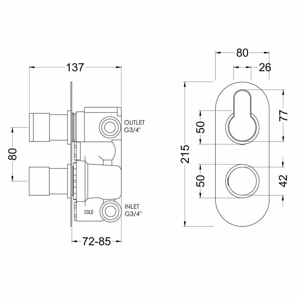 Nuie Arvan Brushed Brass Twin Thermostatic Shower Valve With Diverter - ARV8TW02 4 Nuie Arvan Brushed Brass Twin Thermostatic Shower Valve With Diverter - ARV8TW02 - Image 2