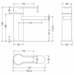 Nuie Arvan Chrome Single Lever Mono Basin Mixer Tap Push Button Waste - ARV305 -TAPS UK Sales nuie arvan chrome single lever mono basin mixer tap push button waste arv305 p40811 201384 image