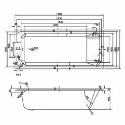 Nuie Ascott Traditional White Single Ended Art Deco Bath 1700x750mm - NLB110 -TAPS UK Sales nuie ascott traditional white single ended art deco bath 1700x750mm nlb110 p31303 155433 image