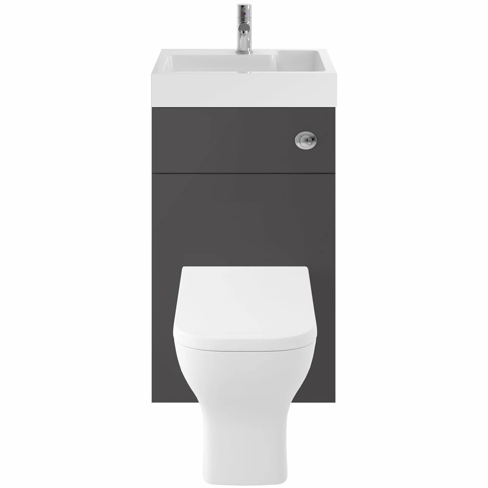 Nuie Athena 2 In 1 Gloss Grey 500mm Toilet & Basin Vanity Unit PRC945CB 4 Nuie Athena 2 In 1 Gloss Grey 500mm Toilet & Basin Vanity Unit PRC945CB - Image 2