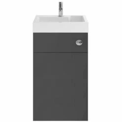 Nuie Athena 2 In 1 Gloss Grey 500mm Toilet & Basin Vanity Unit PRC945CB