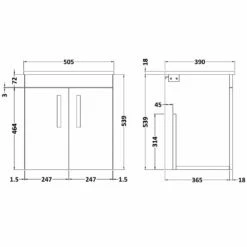 Nuie Athena Anthracite Woodgrain 500mm Wall Hung 2 Door Vanity Unit & Worktop 9 Nuie Athena Anthracite Woodgrain 500mm Wall Hung 2 Door Vanity Unit & Worktop -TAPS UK Sales nuie athena anthracite woodgrain 500mm wall hung 2 door vanity unit worktop p33425 162709 image