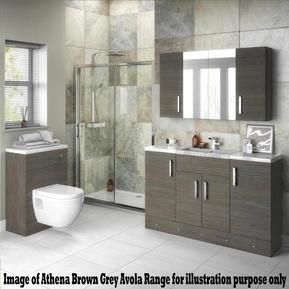 Nuie Athena Anthracite Woodgrain 500mm Wall Hung 2 Door Vanity Unit & Worktop 4 Nuie Athena Anthracite Woodgrain 500mm Wall Hung 2 Door Vanity Unit & Worktop - Image 2