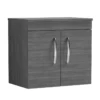 Nuie Athena Anthracite Woodgrain 600mm Wall Hung 2 Door Vanity Unit & Worktop -TAPS UK Sales nuie athena anthracite woodgrain 600mm wall hung 2 door vanity unit worktop p33437 295485 image