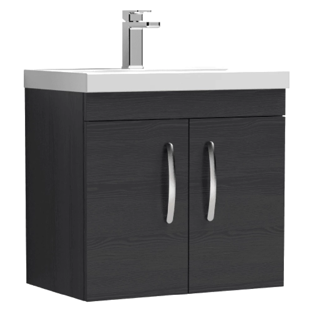 Nuie Athena Charcoal Black 600mm Wall Hung 2 Door Vanity Unit & Basin 1 3 Nuie Athena Charcoal Black 600mm Wall Hung 2 Door Vanity Unit & Basin 1