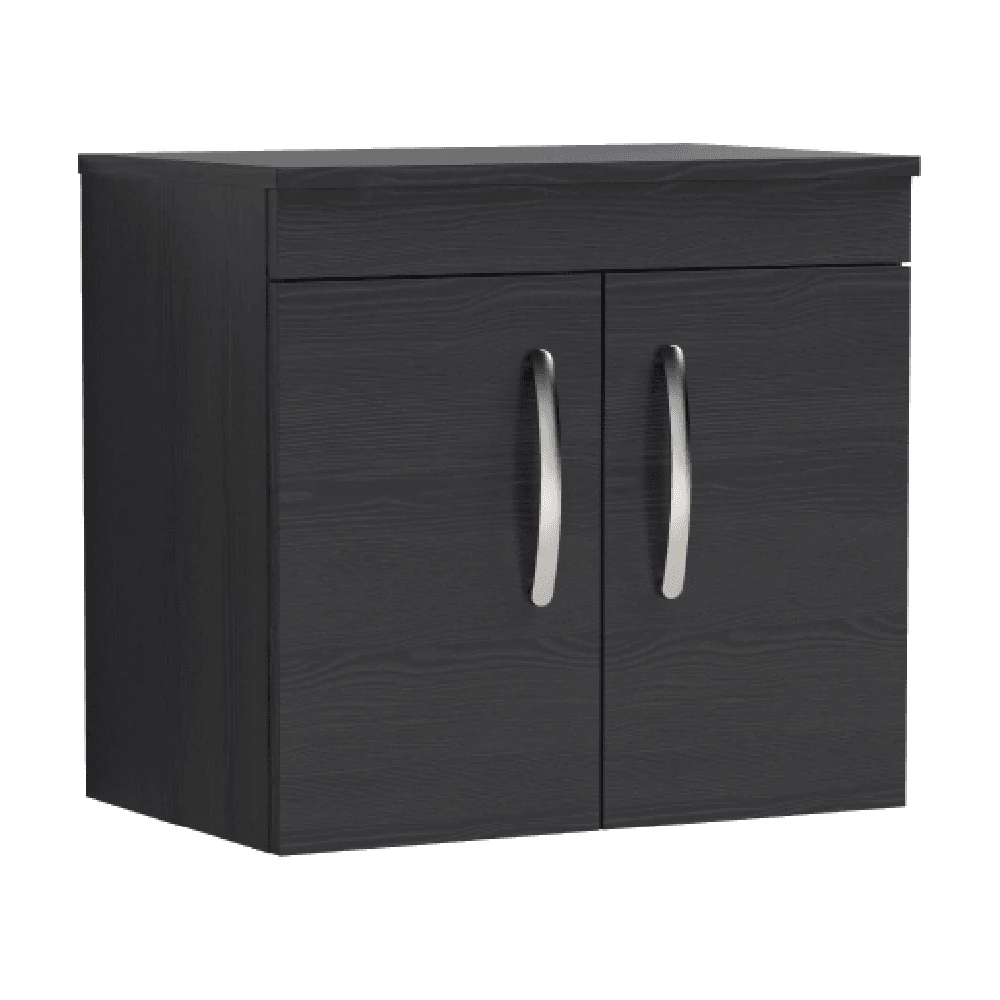Nuie Athena Charcoal Black 600mm Wall Hung 2 Door Vanity Unit & Worktop 3 Nuie Athena Charcoal Black 600mm Wall Hung 2 Door Vanity Unit & Worktop
