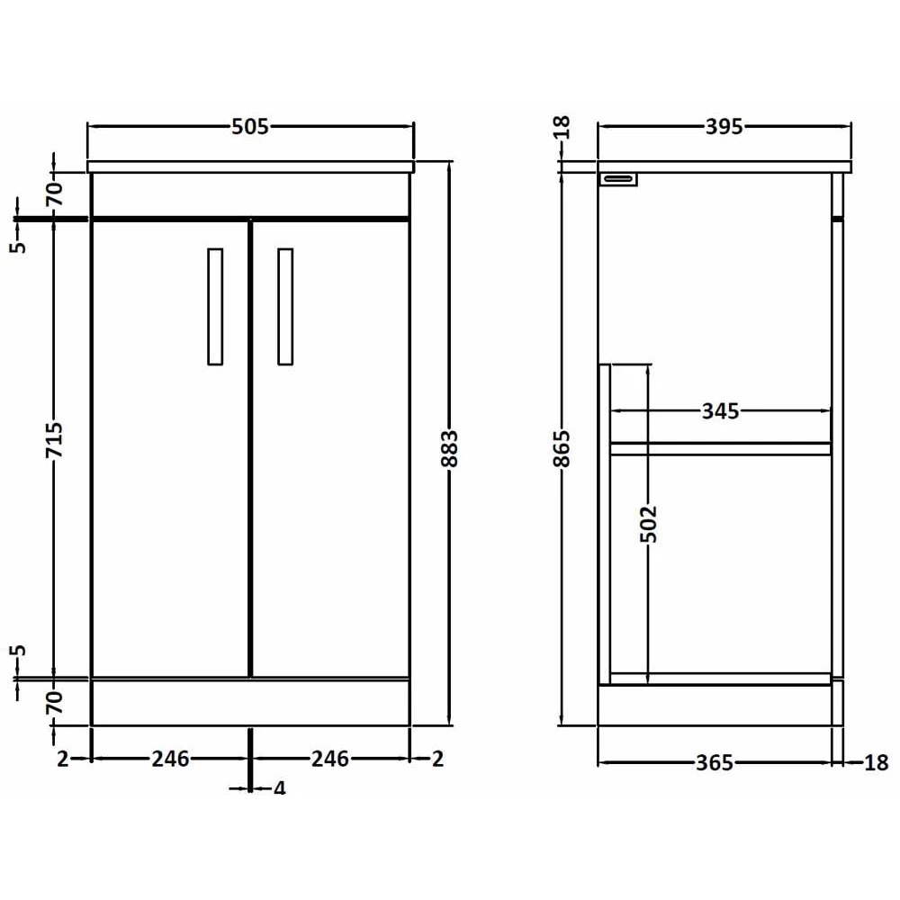 Nuie Athena Charcoal Black Floor Standing 500mm Cabinet & Worktop 6 Nuie Athena Charcoal Black Floor Standing 500mm Cabinet & Worktop - Image 4