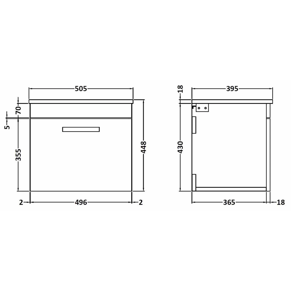 Nuie Athena Charcoal Black Wall Hung 500mm Cabinet & Worktop 5 Nuie Athena Charcoal Black Wall Hung 500mm Cabinet & Worktop - Image 3