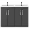 Nuie Athena Gloss Grey 1200mm Floor Standing Vanity & Double Basin ATH075C -TAPS UK Sales nuie athena gloss grey 1200mm floor standing vanity double basin ath075c p33326 162502 image
