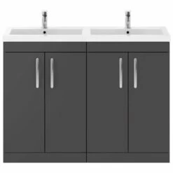 Nuie Athena Gloss Grey 1200mm Floor Standing Vanity & Double Basin ATH075C
