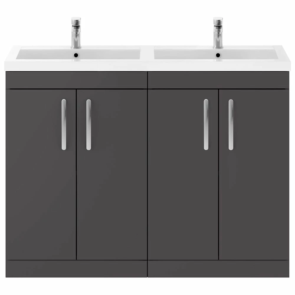 Nuie Athena Gloss Grey 1200mm Floor Standing Vanity & Double Basin ATH075C 3 Nuie Athena Gloss Grey 1200mm Floor Standing Vanity & Double Basin ATH075C