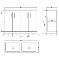 Nuie Athena Gloss Grey 1200mm Floor Standing Vanity & Double Basin ATH075C 7 Nuie Athena Gloss Grey 1200mm Floor Standing Vanity & Double Basin ATH075C -TAPS UK Sales nuie athena gloss grey 1200mm floor standing vanity double basin ath075c p33326 162503 image