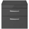 Nuie Athena Gloss Grey 600mm Wall Hung 2-Drawer Vanity & Worktop ATH078W -TAPS UK Sales nuie athena gloss grey 600mm wall hung 2 drawer vanity worktop ath078w p33339 162528 image