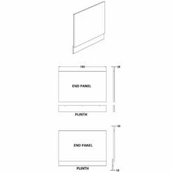 Nuie Athena Gloss Grey 800mm Bath End Panel - OFF972 -TAPS UK Sales nuie athena gloss grey 800mm bath end panel off972 p37140 182040 image