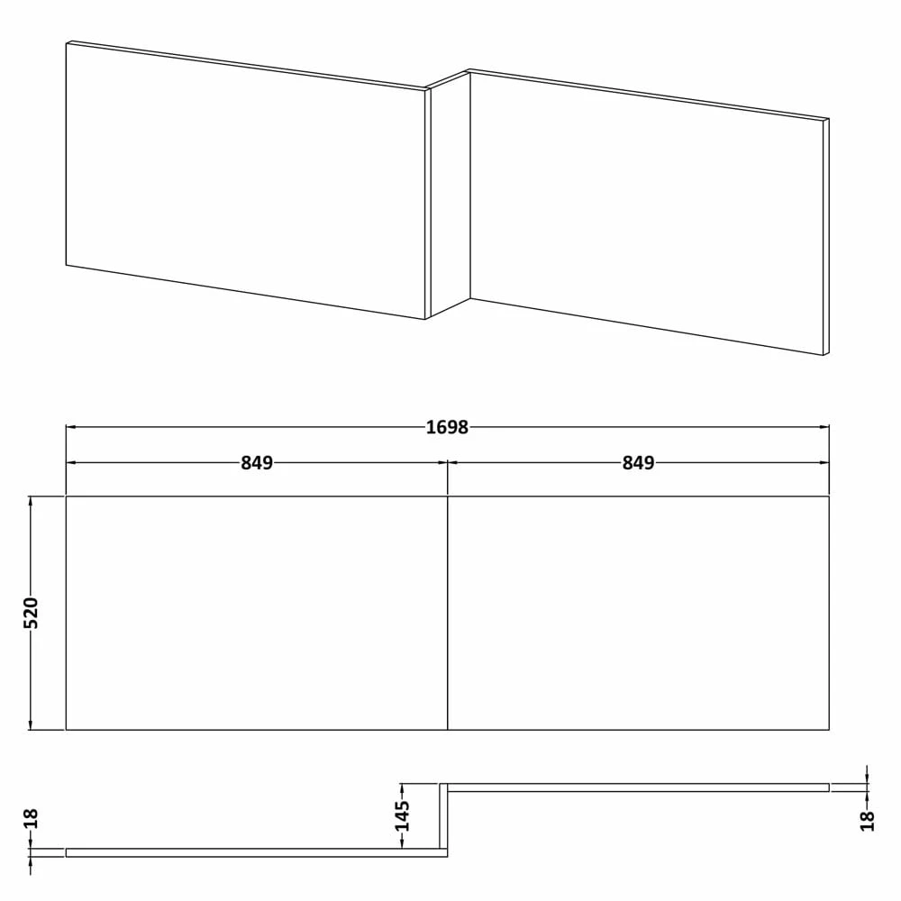 Nuie Athena Gloss Grey Mist 1700mm Shower Bath Front Panel- OFG473 5 Nuie Athena Gloss Grey Mist 1700mm Shower Bath Front Panel- OFG473 - Image 3