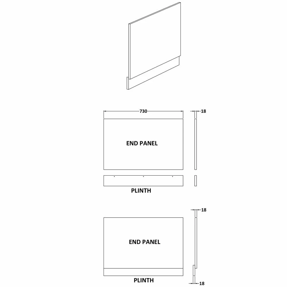 Nuie Athena Gloss Grey Mist 750mm Bath End Panel With Plinth - OFG471 5 Nuie Athena Gloss Grey Mist 750mm Bath End Panel With Plinth - OFG471 - Image 3
