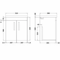 Nuie Athena Gloss White 500mm Wall Hung 2 Door Vanity Unit & Basin 1 9 Nuie Athena Gloss White 500mm Wall Hung 2 Door Vanity Unit & Basin 1 -TAPS UK Sales nuie athena gloss white 500mm wall hung 2 door vanity unit basin 1 p33364 162588 image