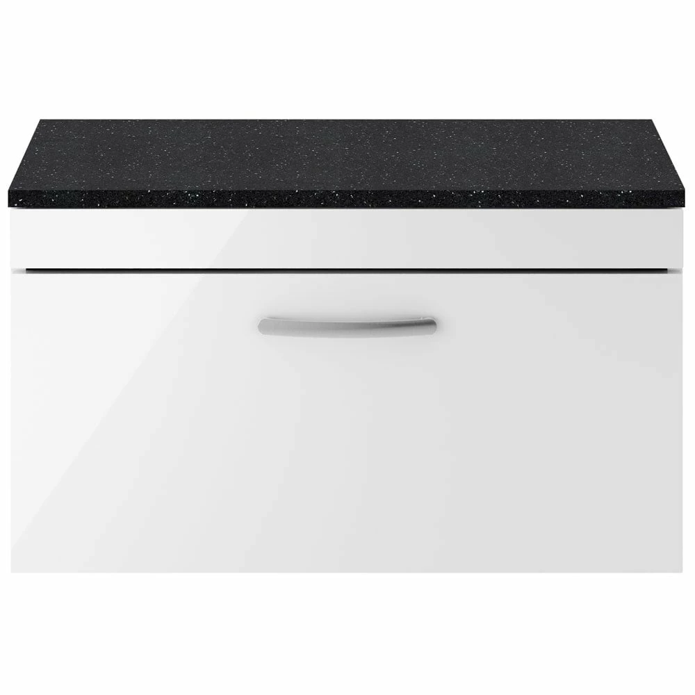 Nuie Athena Gloss White 800mm Wall Hung Vanity With Black Worktop ATH062LSB 3 Nuie Athena Gloss White 800mm Wall Hung Vanity With Black Worktop ATH062LSB